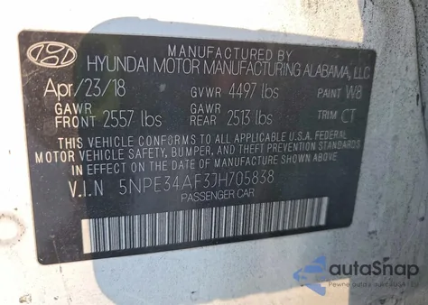 2018 Hyundai Sonata Sport z USA, uszkodzony, nr VIN 5NPE34AF3JH705838